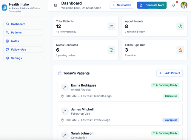 Health Intake Assistant