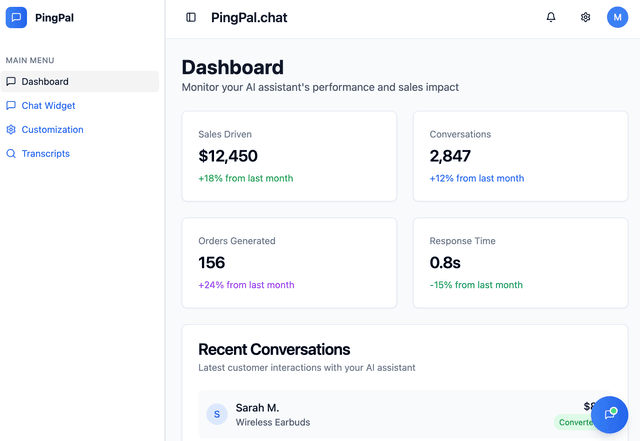 PingPal Ecomm Chatbot